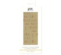 Exquisite Merry Christmas Words Gold Glick 4 Sheets Tissue Wrapping Paper 50 x 75 cm