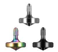 Exquisite Metal Spinning Top, Beautifully Milled Stainless Steel Fidget Toy, Perfect Balance Spin Time for Over 9 Minutes, Time Waste Efficient, Easy to Work (Medium, 3 Pack Black+Silver+