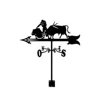 Exquisite Metal Weather Vane Ornament Weathervane Pig Magpie Bird Silhouette Stainless Steel Garden Stake Measuring Tools Wind Direction Indicator Weathercock 35 * 50