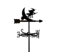Exquisite Metal Weathervane with Witch Ornament, Weather Vane Measuring Tool Wind Direction Indicator for The Garden Fence Shed Outdoor Yard Roof Mount Easy Use,Bronze,Witch