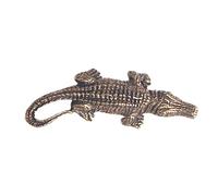 Exquisite Mini Brass Crocodile Ornament, Animal Model Figurine Brass Statue Art Craft, Antique Carved Retro Ornaments
