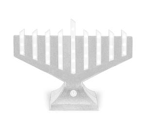 Exquisite Modern Electronic Menorah LED Lighted Rods Battery & USB Operated Metallic Silver Traditional Shape Chic Electric Hanukkah Minorah Multi Lighting Options Chanukah Decorations By Zion Judaica