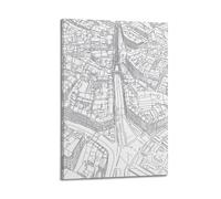 Exquisite Modern Family Canvas Wall Art Picture Print Photo Album-Line Art Travel Poster Eiffel Tower Aerial View Sketch 16x24inch(40x60cm)