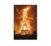 Exquisite Modern Family Canvas Wall Art Picture Print Photo Album-Modern Cityscape Travel Poster Eiffel Tower with Fireworks Display 12x18inch(30x45cm)