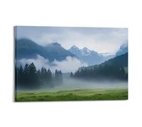 Exquisite Modern Family Canvas Wall Art Picture Print Photo Album-Scandinavian Landscape Poster Misty Mountains And Forests View 24x36inch(60x90cm)