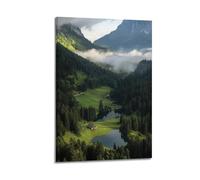 Exquisite Modern Family Canvas Wall Art Picture Print Photo Album-Scandinavian Landscape Poster with Misty Mountains And Serene Lakes 20x30inch(50x75cm)
