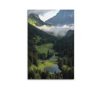 Exquisite Modern Family Canvas Wall Art Picture Print Photo Album-Scandinavian Landscape Poster with Misty Mountains And Serene Lakes 16x24inch(40x60cm)