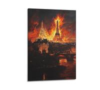 Exquisite Modern Family Photo Album Artwork-Canvas Wall Art Picture Print Artistic Paris Night Scene Cityscape Poster with Eiffel Tower And Fire