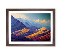 Exquisite Mountain Landscape H1022 Framed Print for Living Room Bedroom Home Office Décor, Wall Art Picture Ready to Hang, Walnut A4 Frame (34 x 25 cm)