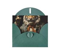 Exquisite Mr. Dancing Tiger Greeting Card With Dark Green Envelope Suitable For Various Celebratory Occasions Use