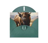 Exquisite North American Bison Herd Greeting Card With Dark Green Envelope Suitable For Various Celebratory Occasions Use