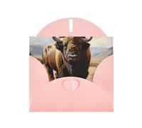 Exquisite North American Bison Herd Greeting Card With Pink Envelope Suitable For Various Celebratory Occasions Use
