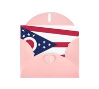 Exquisite Ohio State Flag Greeting Card With Pink Envelope Suitable For Various Celebratory Occasions Use