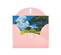 Exquisite Oil Painting Grassland Greeting Card With Pink Envelope Suitable For Various Celebratory Occasions Use