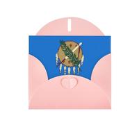 Exquisite Oklahoma State Flag Greeting Card With Pink Envelope Suitable For Various Celebratory Occasions Use