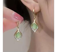 Exquisite Opal Earrings Women's Luxury Water Drop Gems Earrings Jewelry Gifts-Green