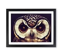 Exquisite Owl BLK Framed Print | A4 Black Framed Wall Art | Ready to Hang | Modern Animal Picture | Living Room Bedroom Lounge Office