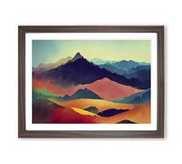 Exquisite Painted Mountains Abstract H1022 Framed Print for Living Room Bedroom Home Office Décor, Wall Art Picture Ready to Hang, Walnut A3 Frame (46 x 34 cm)