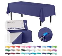 Exquisite Party Solids 54 Inch X 100 Feet Navy Plastic Table Cover Roll in A Cut - to - Size Box with Convenient Slide Cutter. Cuts Up to 12 Rectangle 8 Feet Plastic Disposable Tablecloths