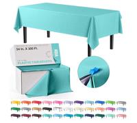 Exquisite Party Solids 54 Inch X 300 Feet Aqua Plastic Table Cover Roll in A Cut - to - Size Box with Convenient Slide Cutter. Cuts Up to 36 Rectangle 8 Feet Plastic Disposable Tablecloths