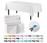 Exquisite Party Solids 54 Inch X 300 Feet White Plastic Table Cover Roll in A Cut - to - Size Box with Convenient Slide Cutter. Cuts Up to 36 Rectangle 8 Feet Plastic Tablecloths