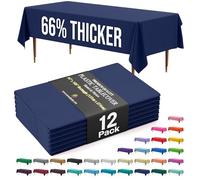 Exquisite Party Solids 66% Thicker Premium Plastic Table Cloth Rectangle Table Cover 0.5 Mil 12 Pack Navy Blue Table Cloth 54 Inch x 108 Inch Tablecloth Won't Tear Easily Like Cheap Thin Brands