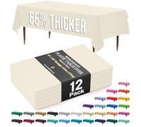 Exquisite Party Solids 66% Thicker Premium Plastic Table Cloth Rectangle Table Cover 0.5 Mil 12 Pack Ivory Table Cloth 54 Inch x 108 Inch Tablecloth Won't Tear Easily Like Cheap Thin Brands