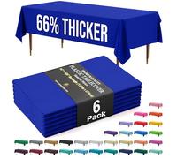 Exquisite Party Solids 66% Thicker Premium Plastic Table Cloth Rectangle Table Cover 0.5 Mil 6 Pack Dark Blue Table Cloth 54 Inch x 108 Inch Tablecloth Won't Tear Easily Like Cheap Thin Brands