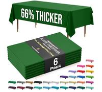 Exquisite Party Solids 66% Thicker Premium Plastic Table Cloth Rectangle Table Cover 0.5 Mil 6 Pack Emerald Green Table Cloth 54 Inch x 108 Inch Tablecloth Won't Tear Easily Like Cheap Thin Brands