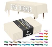 Exquisite Party Solids 66% Thicker Premium Plastic Table Cloth Rectangle Table Cover 0.5 Mil 6 Pack Ivory Table Cloth 54 Inch x 108 Inch Tablecloth Won't Tear Easily Like Cheap Thin Brands