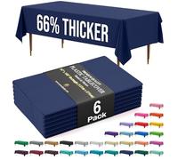 Exquisite Party Solids 66% Thicker Premium Plastic Table Cloth Rectangle Table Cover 0.5 Mil 6 Pack Navy Blue Table Cloth 54 Inch x 108 Inch Tablecloth Won't Tear Easily Like Cheap Thin Brands