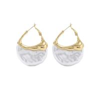 Exquisite pearl hoop earrings for women - Chic irregular statement jewelry. Trendy large drop dangle accessories featuring lightweight simulated pearls, an excellent choice to elevate daily outfits
