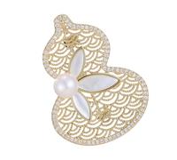 Exquisite Pearls Inlaid Gourd Brooch Lightweight Copper Construction Comfortable Long Term Wear For Daily Use Copper Calabash Pin For Women