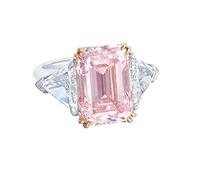 Exquisite Pink Geometric Round Square Ring Women's Jewellery Gift The Rings, 10, Metal, No Gemstone