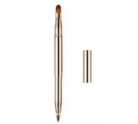 Exquisite Professional Lip Brush Applicators-Retractable Lipstick Brushes- Lipstick Gloss Makeup Brush Tool For Women and Girls (Two-Head-Gold)
