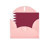 Exquisite Qatar Flag Greeting Card With Pink Envelope Suitable For Various Celebratory Occasions Use