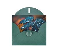 Exquisite Rain Leaf Greeting Card With Dark Green Envelope Suitable For Various Celebratory Occasions Use