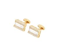Exquisite Rectangular Zircon Cufflinks Golden Diamond Studded Hollow Sleeve Studs Business Formal French Shirt Accessories