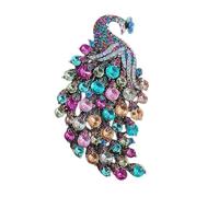 Exquisite Rhinestone Peacock Brooch Pin for Women - Refined Big Crystal Bird Lapel Pin - Great Gift for Weddings, Birthdays, and Special Occasions(Colorful CZ)