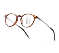 Exquisite Round Ultralight Progressive Multifocus Reading Glasses Women Men Durable Blue Light Blocking Anti EyeStrain/UV Multifocal Readers Spring Hinge（Mid-Near Range 3ft,Top is Not 0）2.0 Tortoise