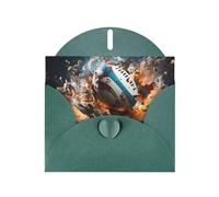 Exquisite Rugby On Fire Greeting Card With Dark Green Envelope Suitable For Various Celebratory Occasions Use