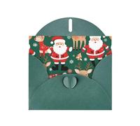 Exquisite Santa Claus And Christmas Deer Greeting Card With Dark Green Envelope Suitable For Various Celebratory Occasions Use