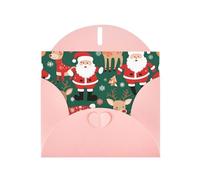 Exquisite Santa Claus And Christmas Deer Greeting Card With Pink Envelope Suitable For Various Celebratory Occasions Use
