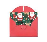Exquisite Santa Claus And Christmas Deer Greeting Card With Red Envelope Suitable For Various Celebratory Occasions Use