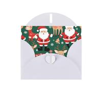 Exquisite Santa Claus And Christmas Deer Greeting Card With White Envelope Suitable For Various Celebratory Occasions Use