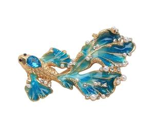 Exquisite Sea Inspired Brooch with Sparkling Rhinestones | Glittering Rhinestones for Good Wealth and Stylish Fashion Accessories with Colorful Accents for Beauty and Luck