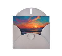 Exquisite Seagulls Chasing The Sun Greeting Card With Gray Envelope Suitable For Various Celebratory Occasions Use