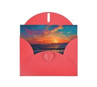 Exquisite Seagulls Chasing The Sun Greeting Card With Red Envelope Suitable For Various Celebratory Occasions Use