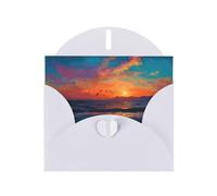 Exquisite Seagulls Chasing The Sun Greeting Card With White Envelope Suitable For Various Celebratory Occasions Use