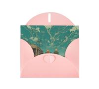 Exquisite Seaside Cable Car Greeting Card With Pink Envelope Suitable For Various Celebratory Occasions Use